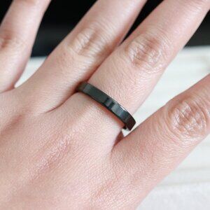B3 4mm Men/Women Square Edge Black Wedding Band Ring Stainless Steel